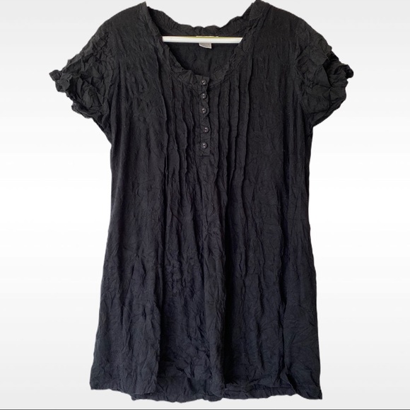 Alison Sheri XL Flared Short Sleeve Wrikled Top - Picture 7 of 7